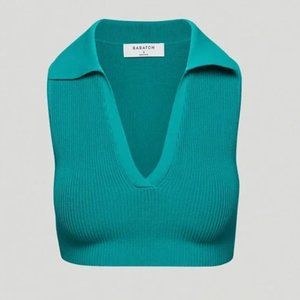 BABATON x ARITZIA Sculpt Knit Polo Top Empress Green {MM6}